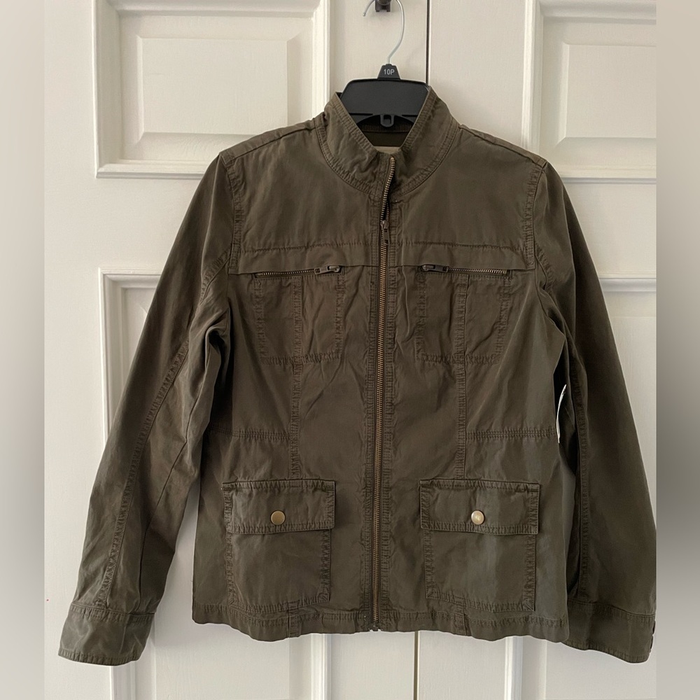 NWT Caslon Womens Jacket Army Green S Lightweight Military Utility Workwear